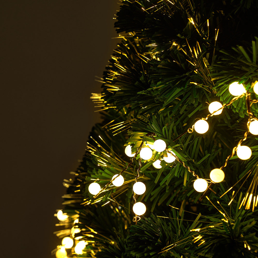 LED Christmas Tree 1.8M 6FT Fibre-Optic Flash Lights Artificial Xmas Decor White & Multi