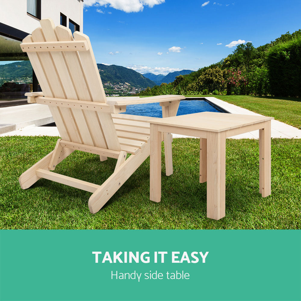 Wooden Coffee Side Table - Outdoor Camping Natural