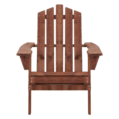 Outdoor Sun Lounge Beach Chairs Table Setting Wooden Adirondack Patio Brown Chair