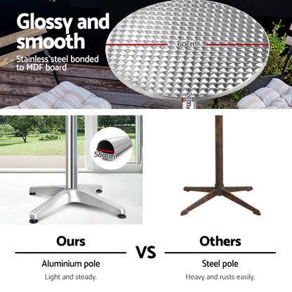 Outdoor Bar Table Adjustable Aluminium Round 70/110Cm