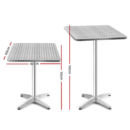 Outdoor Bar Table Adjustable Aluminium Square 70/110Cm