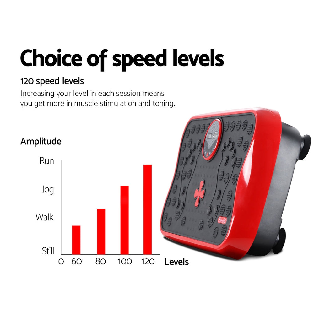Vibration Machine Platform Vibrator With Resistance Rope Home Gym Red