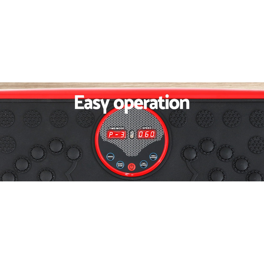 Vibration Machine Platform Vibrator With Resistance Rope Home Gym Red