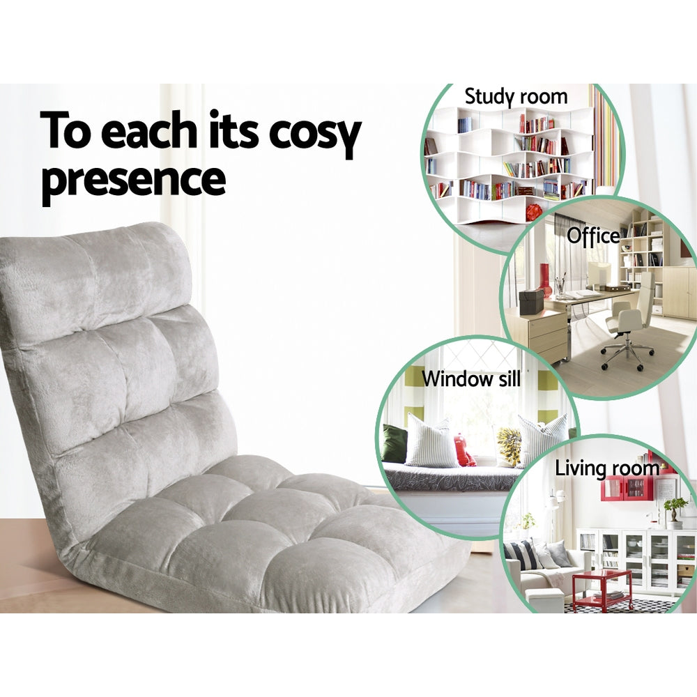 Lounge Sofa Bed Flannel Fabric Grey