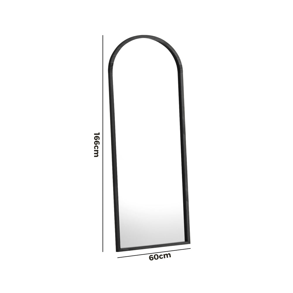Wooden Full Length Mirror 166x60cm Arched Black/Brown