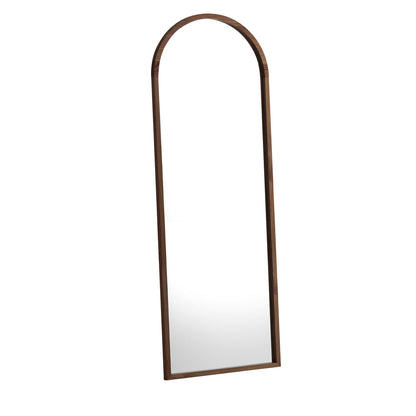Wooden Full Length Mirror 166x60cm Arched Brown