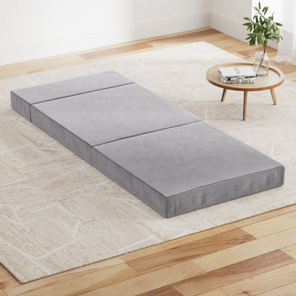 Foldable Mattress Folding Foam Bed Mat Light Grey