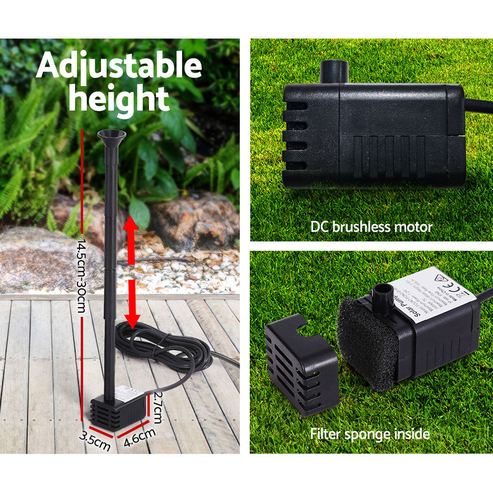 Solar Pond Pump Powered Garden Pool Water Fountain Kit 2.6Ft