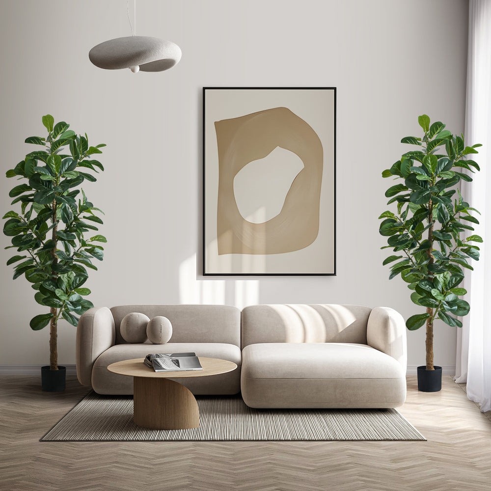 2x Artificial Fiddle Leaf Fig Trees Lifelike Potted Plants 180cm & 150cmGreen