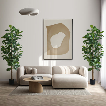 2x Artificial Fiddle Leaf Fig Trees Lifelike Potted Plants 180cm & 150cmGreen
