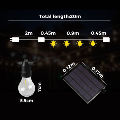 20M Solar Festoon String Lights LED Christmas Waterproof