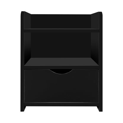 Bedside Table 1 Drawer With Shelf - Fara Black
