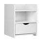Bedside Table 1 Drawer With Shelf - Fara White