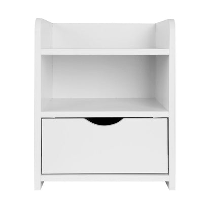 Bedside Table 1 Drawer With Shelf - Fara White