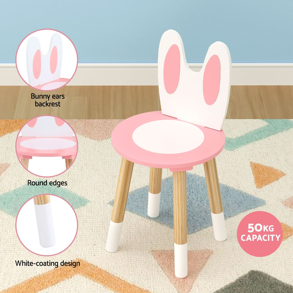 1 Set of Kids Dressing Table Wooden Bunny Pink