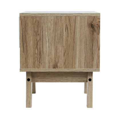 Bedside Table 1 Drawer With Shelf - Iker White & Oak
