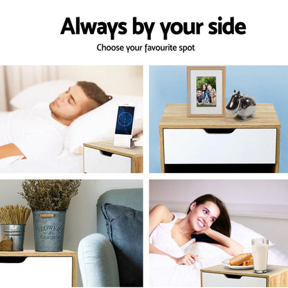 Bedside Table 1 Drawer With Shelf - Iker White & Oak