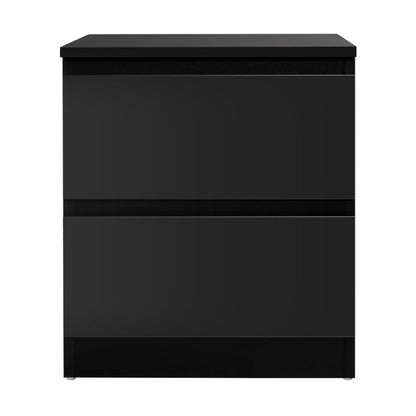 Bedside Table 2 Drawers - Pepe Black