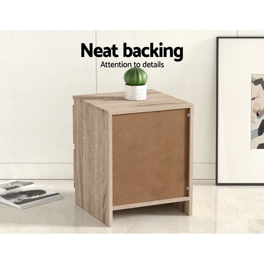 Bedside Table 2 Drawers - Pepe Oak