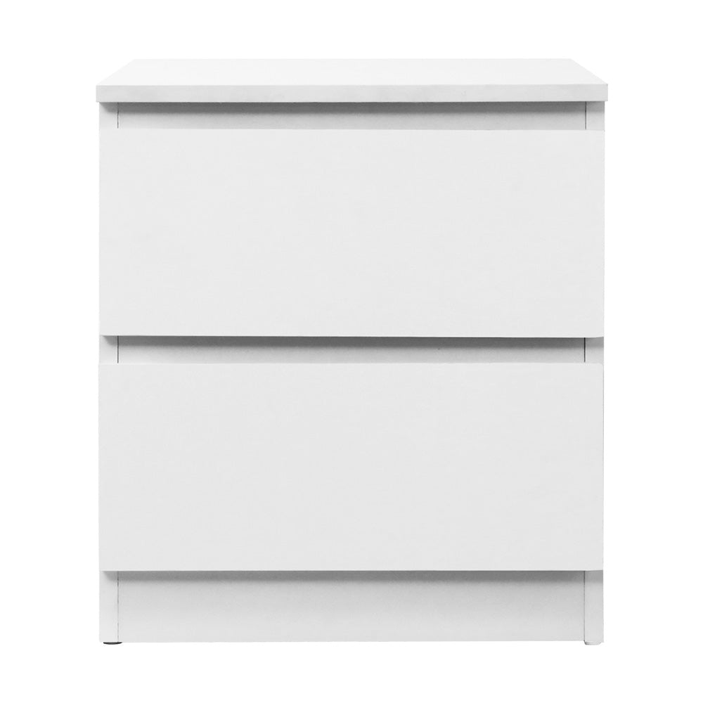 Bedside Table 2 Drawers - Pepe White