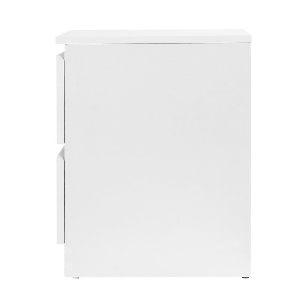 Bedside Table 2 Drawers - Pepe White