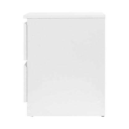 Bedside Table 2 Drawers - Pepe White