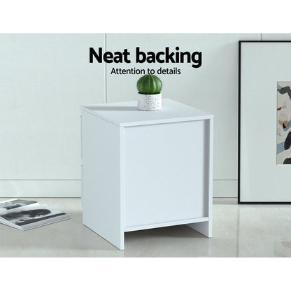 Bedside Table 2 Drawers - Pepe White