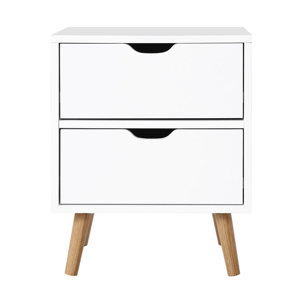Bedside Table 2 Drawers - Boden White