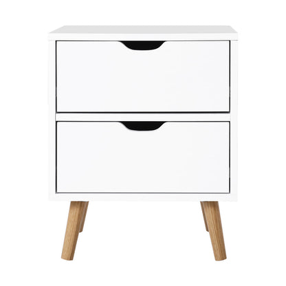 Bedside Table 2 Drawers - Boden White