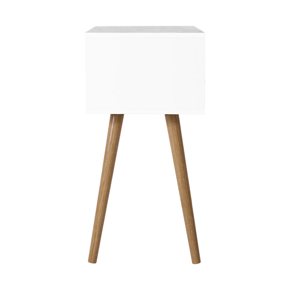 Bedside Table 2 Drawers - Bodie White