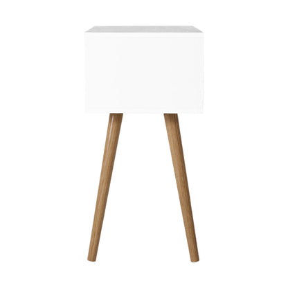 Bedside Table 2 Drawers - Bodie White