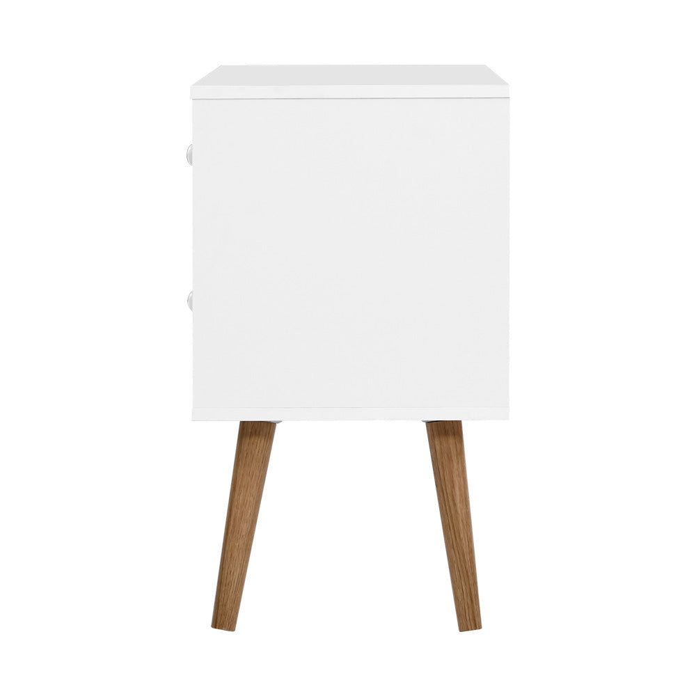 Bedside Table 2 Drawers - Bonds White