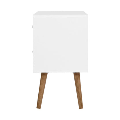 Bedside Table 2 Drawers - Bonds White