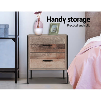 Bedside Table 2 Drawers - Barnly