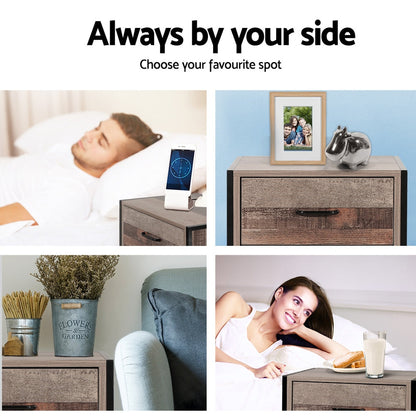 Bedside Table 2 Drawers - Barnly