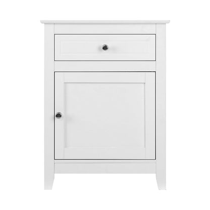 Modern White Bedside Table with Drawers