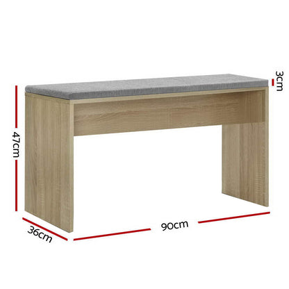 Dining Bench Upholstery Seat Wooden Chair Oak 90Cm