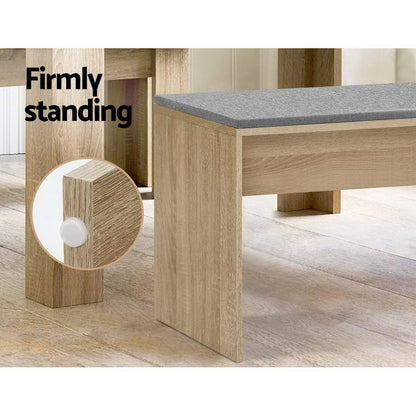 Dining Bench Upholstery Seat Wooden Chair Oak 90Cm