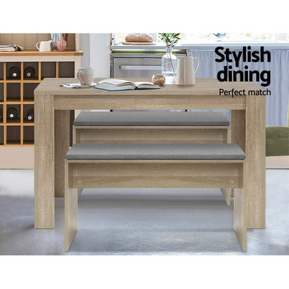 Dining Bench Upholstery Seat Wooden Chair Oak 90Cm