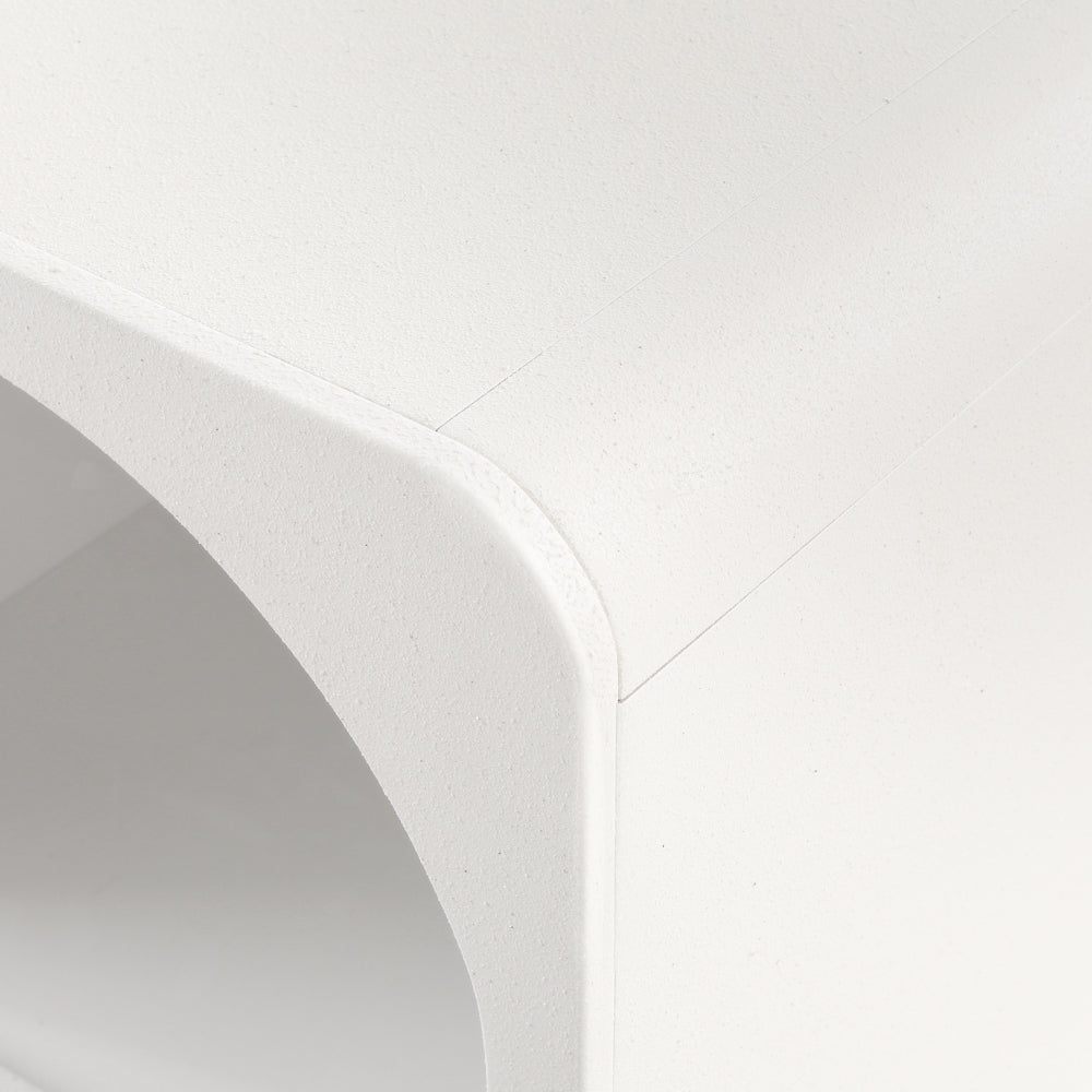 Bedside Table Shelves Side End Table Storage Nightstand White Arched