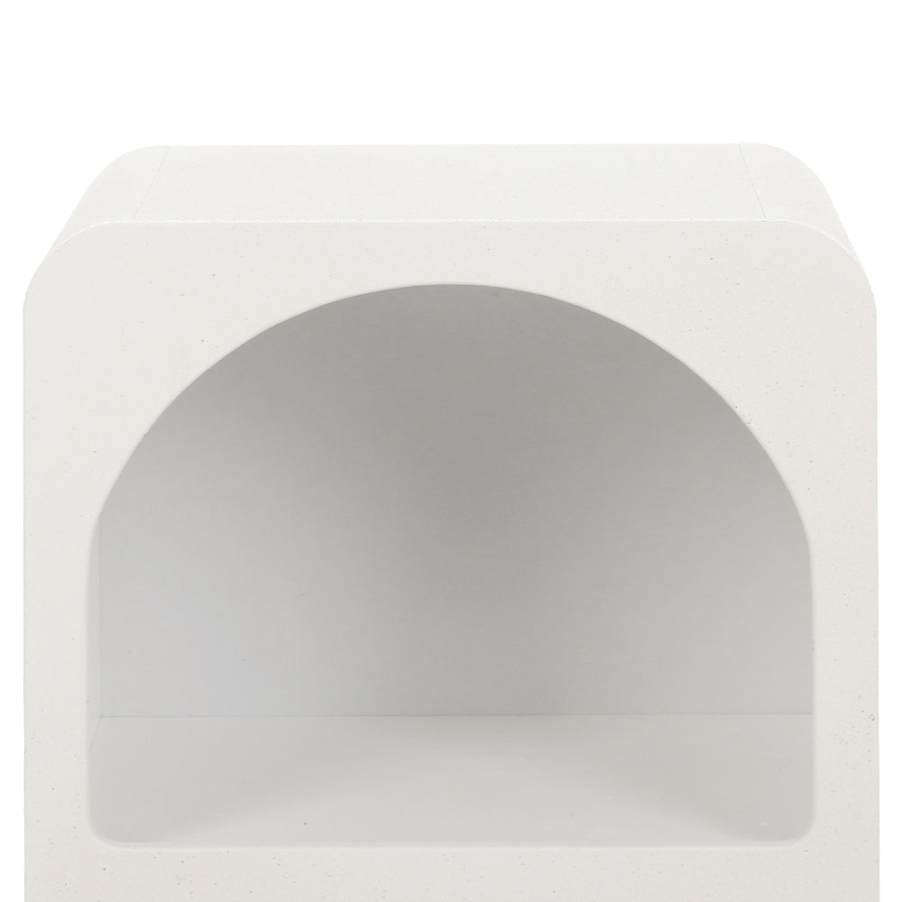 Bedside Table Shelves Side End Table Storage Nightstand White Arched