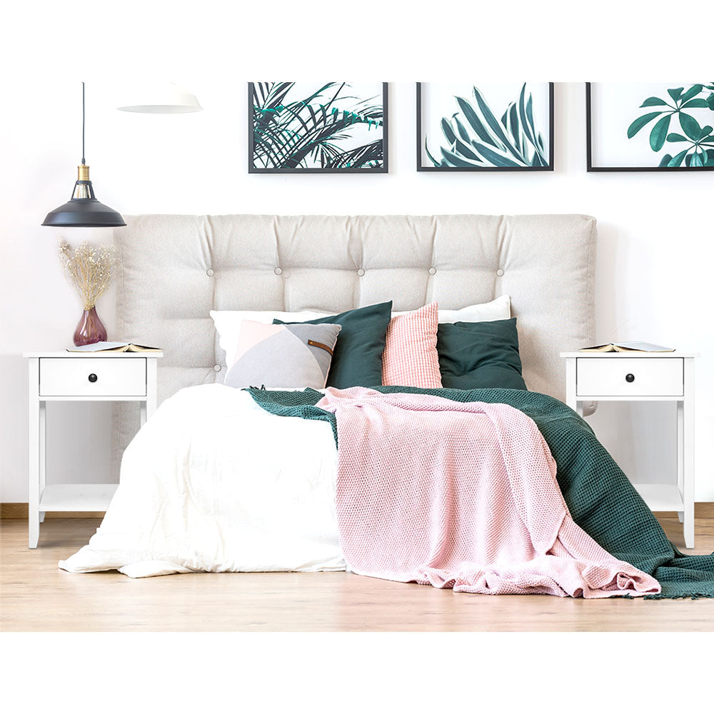 Bedside Table 1 Drawer With Shelf - Bowie White