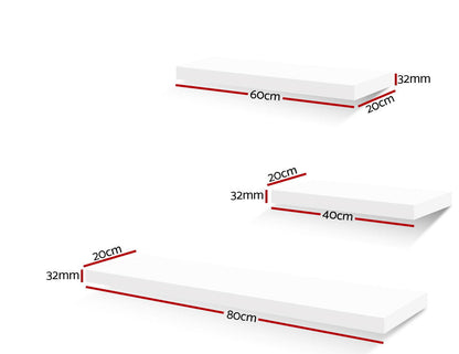 Floating Wall Shelf Set Of 3 White