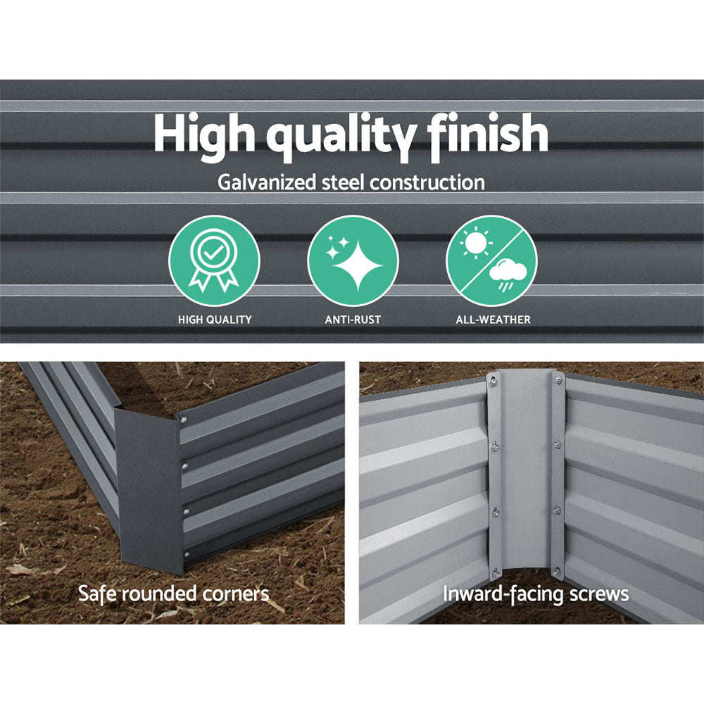 180x90cm Raised Garden Bed - Galvanized Steel