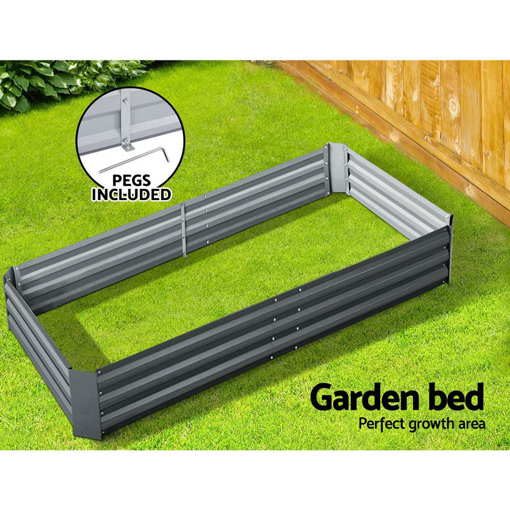 180x90cm Raised Garden Bed - Galvanized Steel