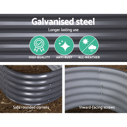 160x80x42cm Oval Raised Garden Bed - Galvanized Planter Box