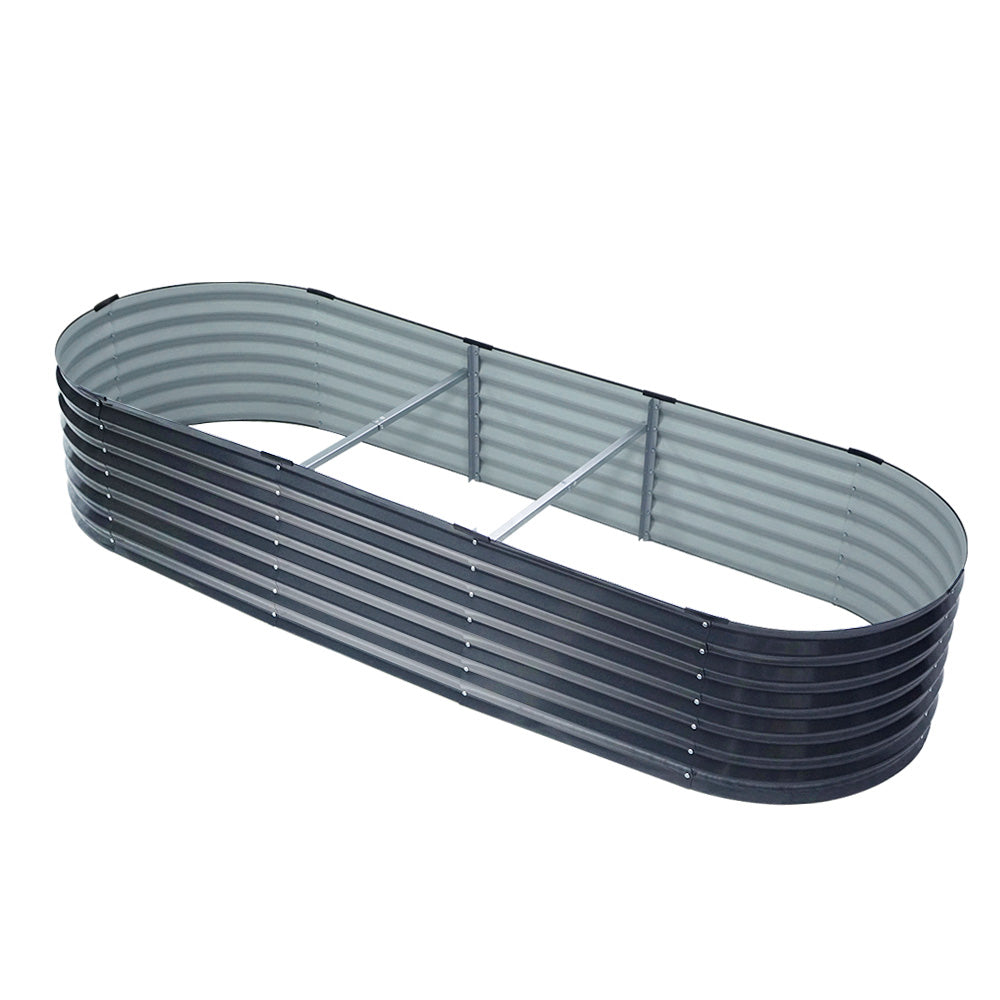 240x80x42cm Oval Raised Garden Bed - Galvanized Planter Box