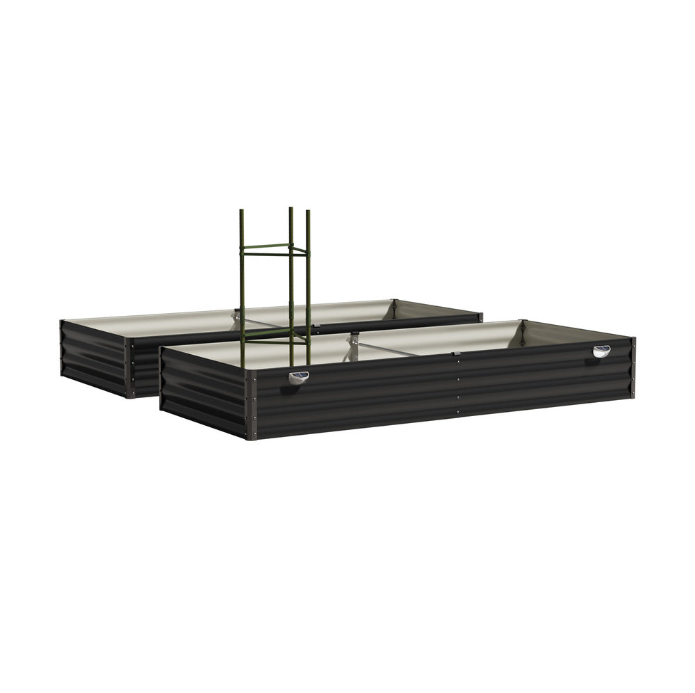 2x Garden Bed 210x90x30cm LED Plant Stand Box Galvanise