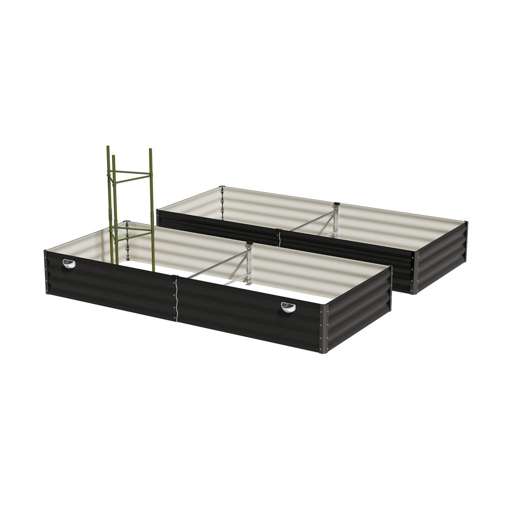4x Garden Bed 210x90x30cm LED Plant Stand Box Galvanise