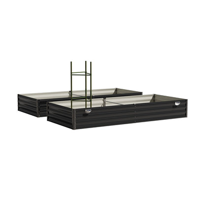 4x Garden Bed 210x90x30cm LED Plant Stand Box Galvanise